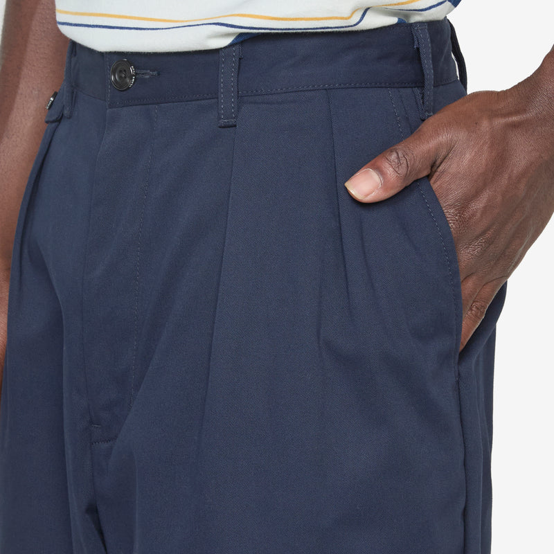 2 Pleats Twill Pants Navy Pants