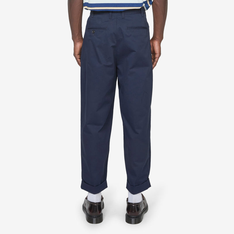 2 Pleats Twill Pants Navy Pants