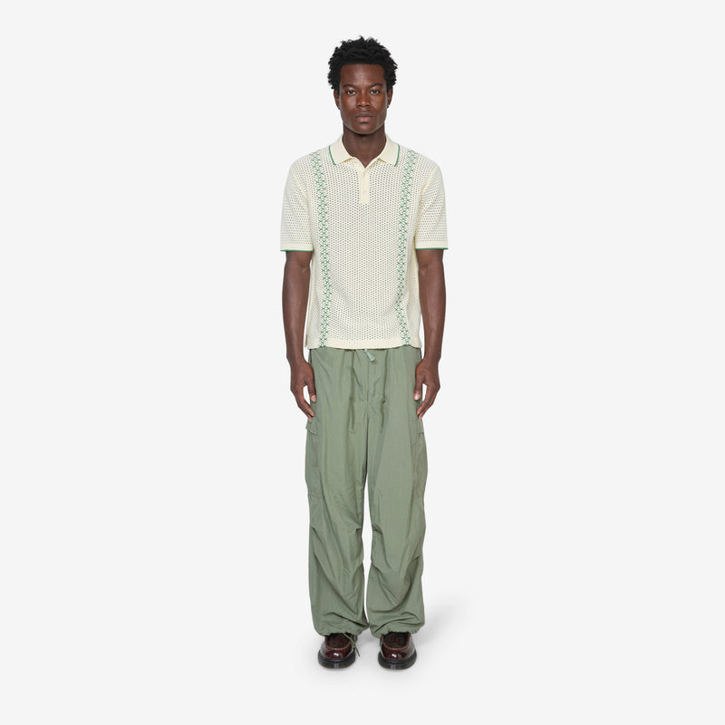Knit Polo Mesh Stripe Off White Shirts