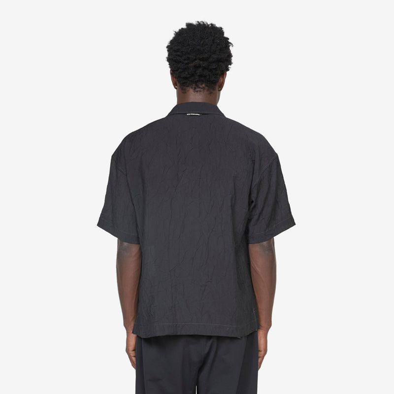 Washer Pleated Open Shortsleeve Shirt Black Shirts