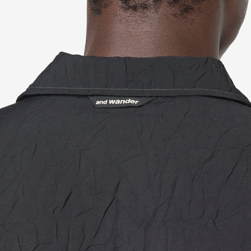 Washer Pleated Open Shortsleeve Shirt Black Shirts