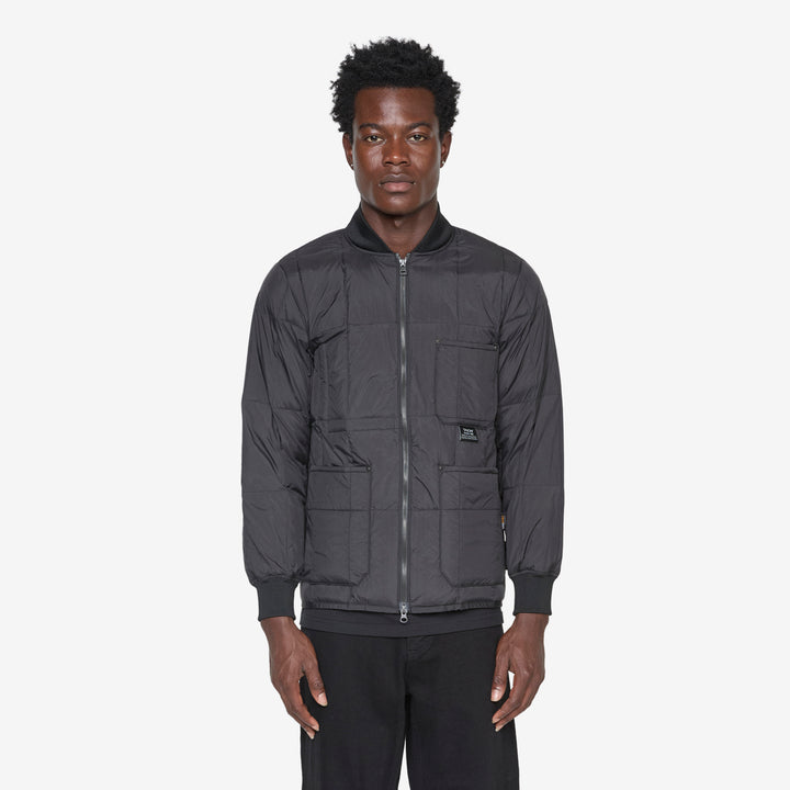 Work W-Zip Ribbed Neck Down Jacket Black Front