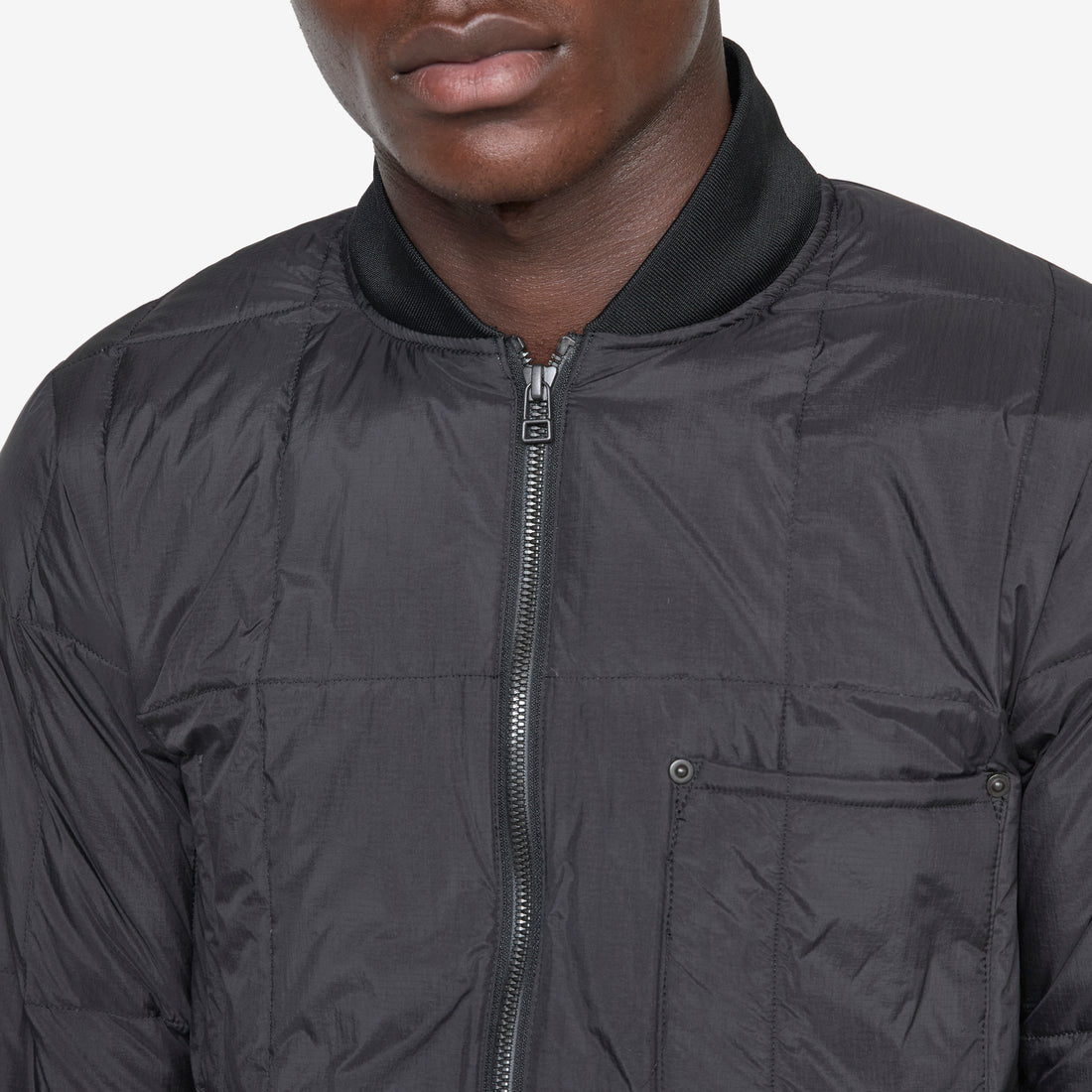 Work W-Zip Ribbed Neck Down Jacket Black Jackets