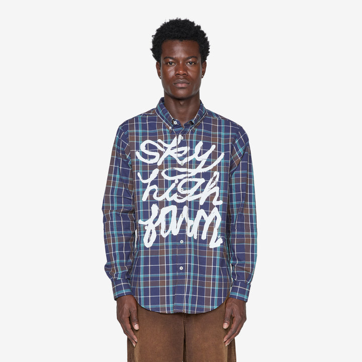 Hybrid Button Down Shirt Blue Front