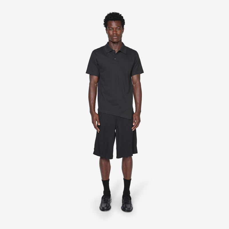 Asymmetric Hem Polo Black Tees