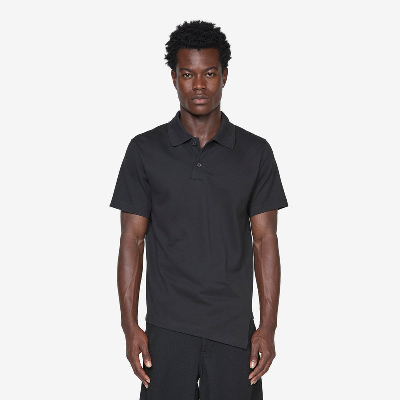 Asymmetric Hem Polo Black Tees