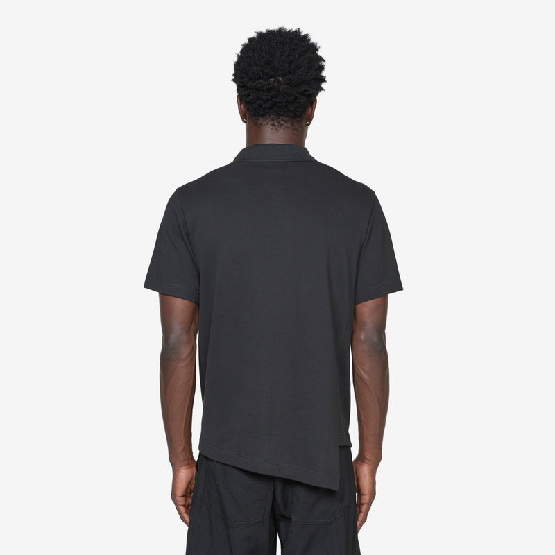 Asymmetric Hem Polo Black Tees