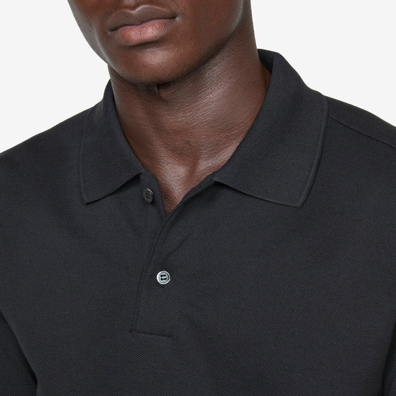 Asymmetric Hem Polo Black Tees