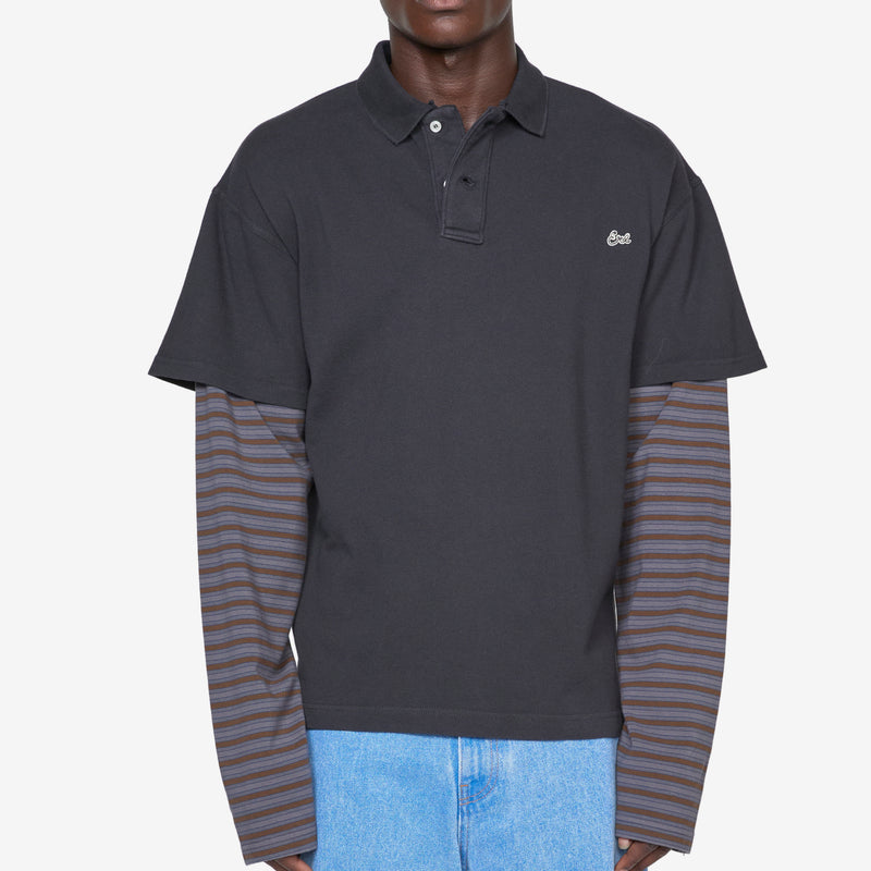 Double Sleeve Polo T-Shirt Black Tees