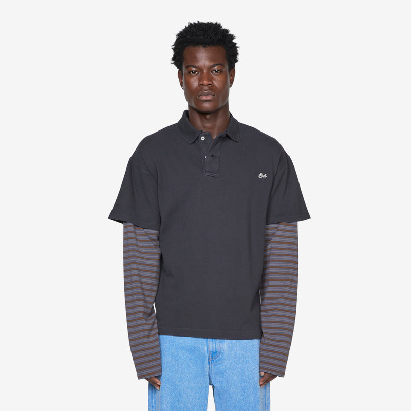 Double Sleeve Polo T-Shirt Black Tees