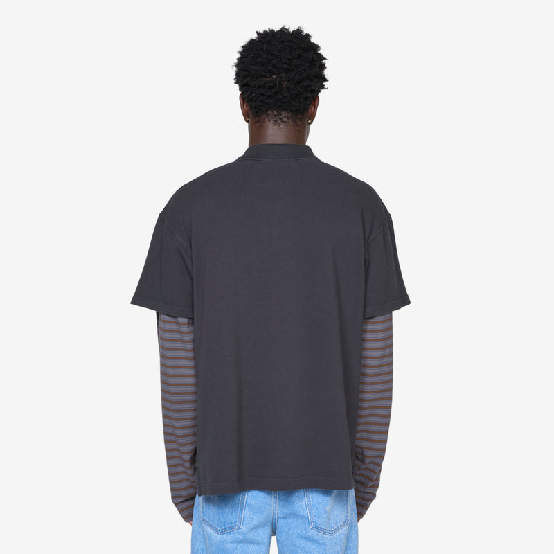 Double Sleeve Polo T-Shirt Black Tees
