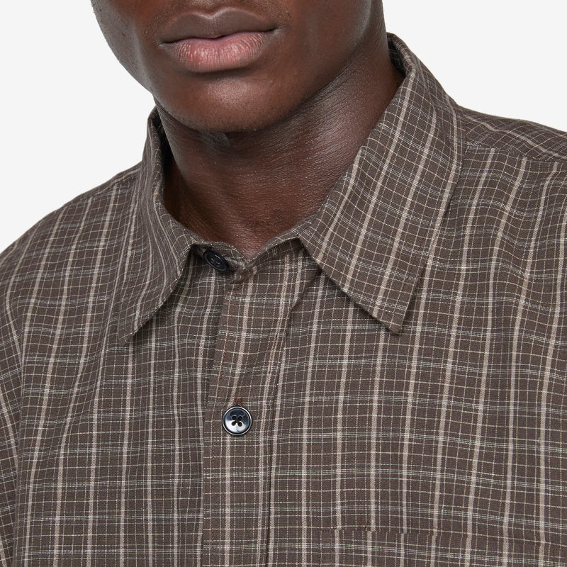 Priority Shirt Brown Linen Check Shirts