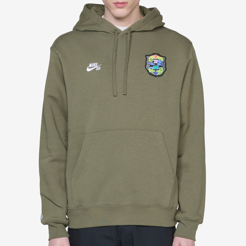 Olympic Agnostic Fleece Pullover Hoodie Medium Olive | White Jumpers