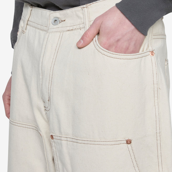 Double Knee Denim Pant Natural