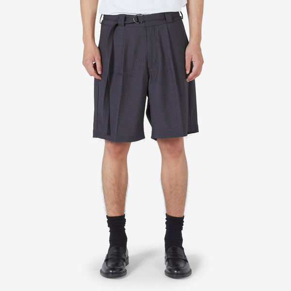Pleated Suit Short Charcoal