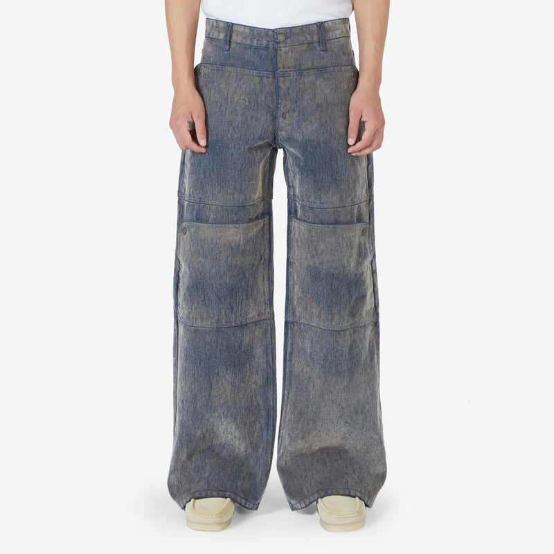 Coated Denim Utility Pant Black Suede