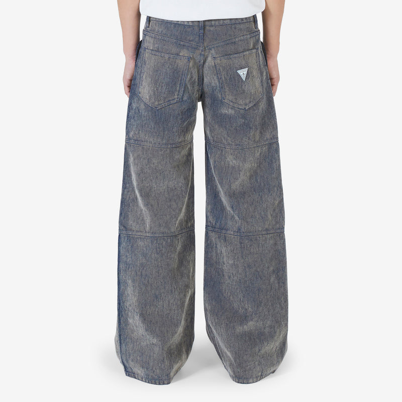Coated Denim Utility Pant Black Suede