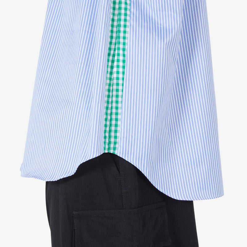 Woven Stripe Panel Shirt Blue | Green Shirts