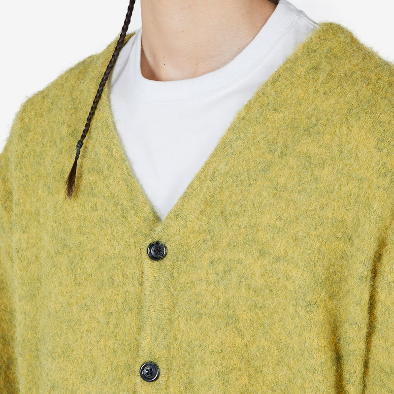 Hairy Knit Cardigan Mustard