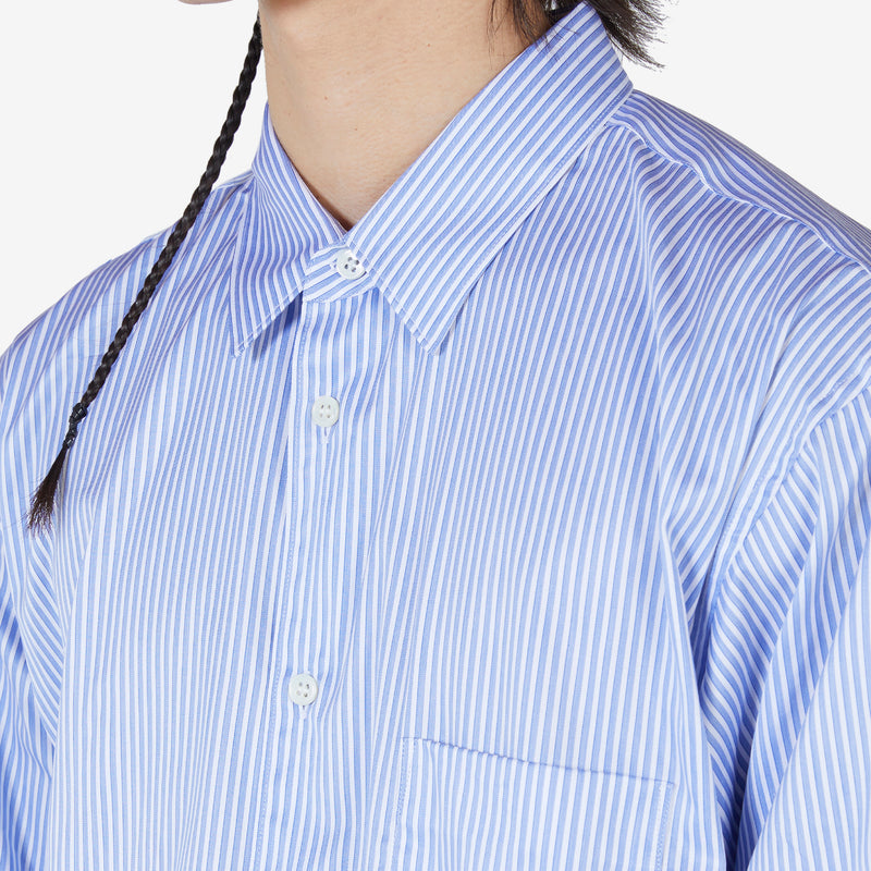 Woven Stripe Panel Shirt Blue | Green Shirts