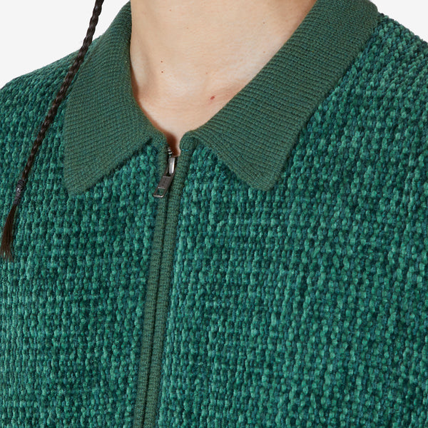 Velvet Knit Zip Polo Green