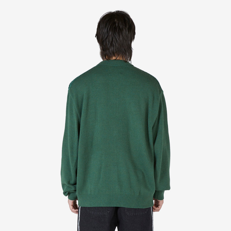 Velvet Knit Zip Polo Green