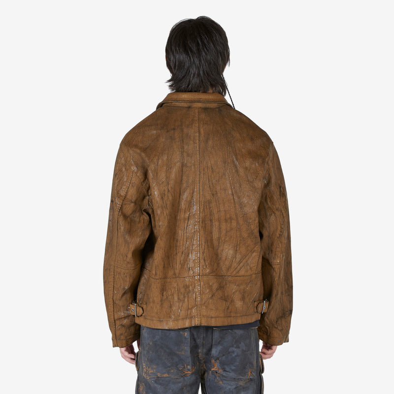 Peeled Denim Jacket Brown