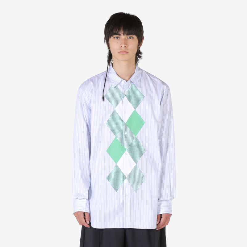 Woven Stripe Check Shirt Blue | Green Shirts