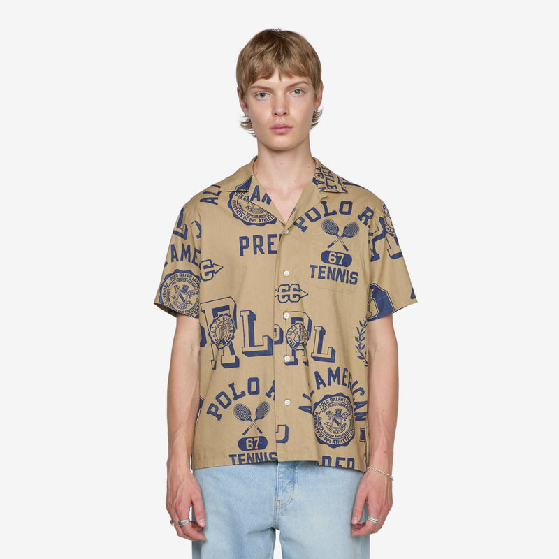Classic Fit Cotton-Linen Camp Shirt Polo Athletics Toss Shirts