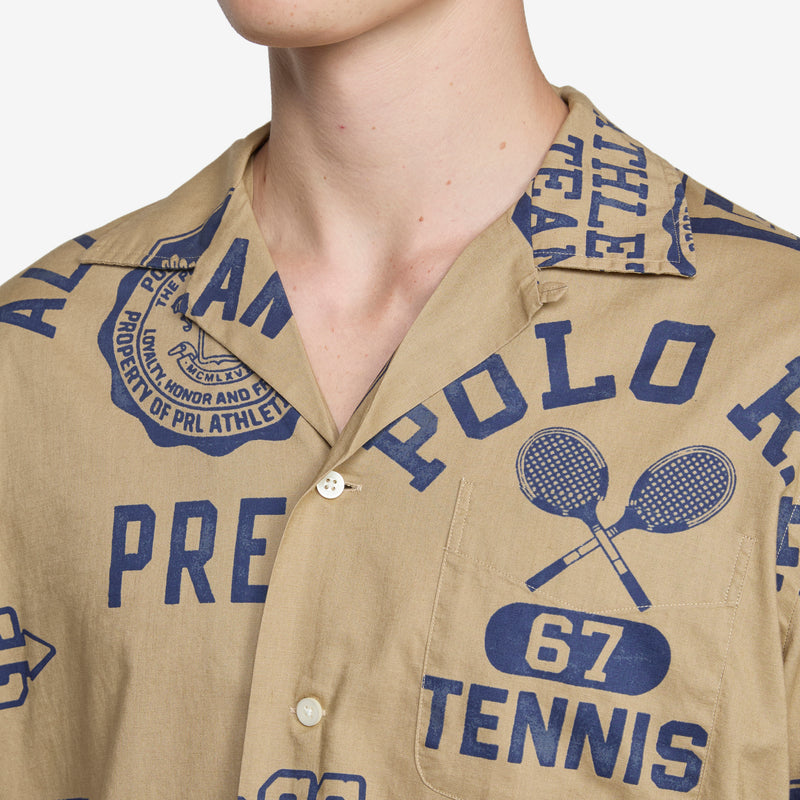 Classic Fit Cotton-Linen Camp Shirt Polo Athletics Toss Shirts