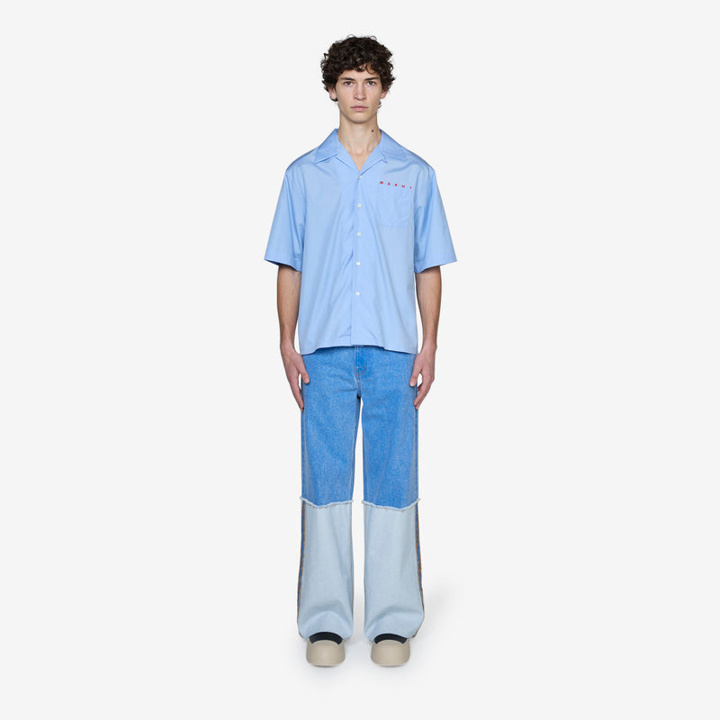 Hidden Logo Bowling Shirt Iris Blue Shirts