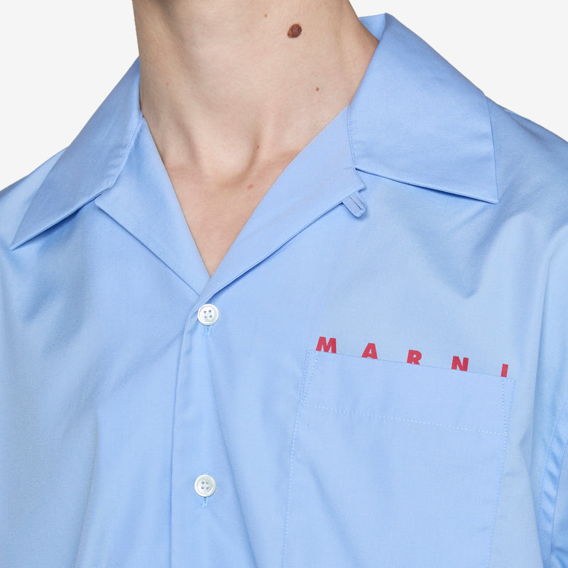 Hidden Logo Bowling Shirt Iris Blue Shirts