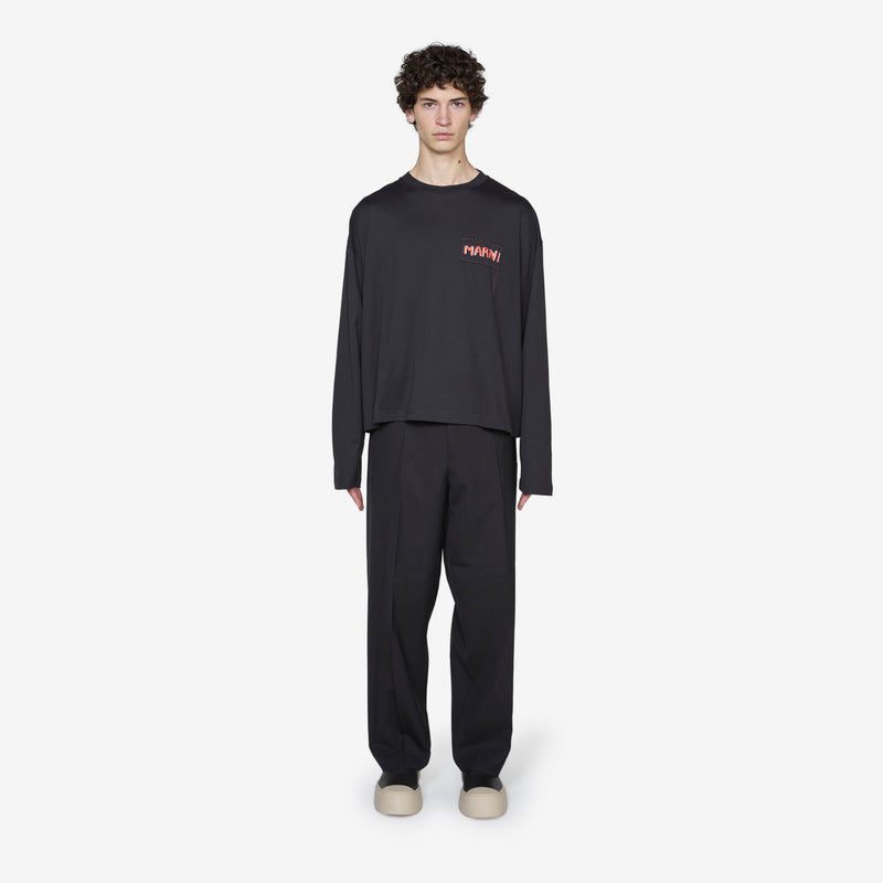 Stitch Logo Longsleeve T-Shirt Black Tees