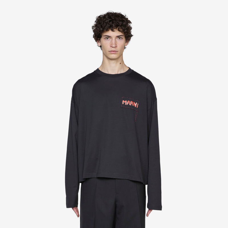 Stitch Logo Longsleeve T-Shirt Black Tees