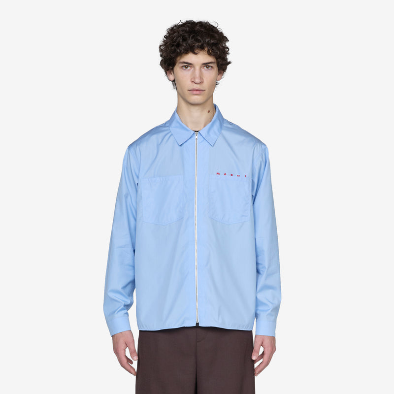 Hidden Logo Zip Shirt Iris Blue Shirts