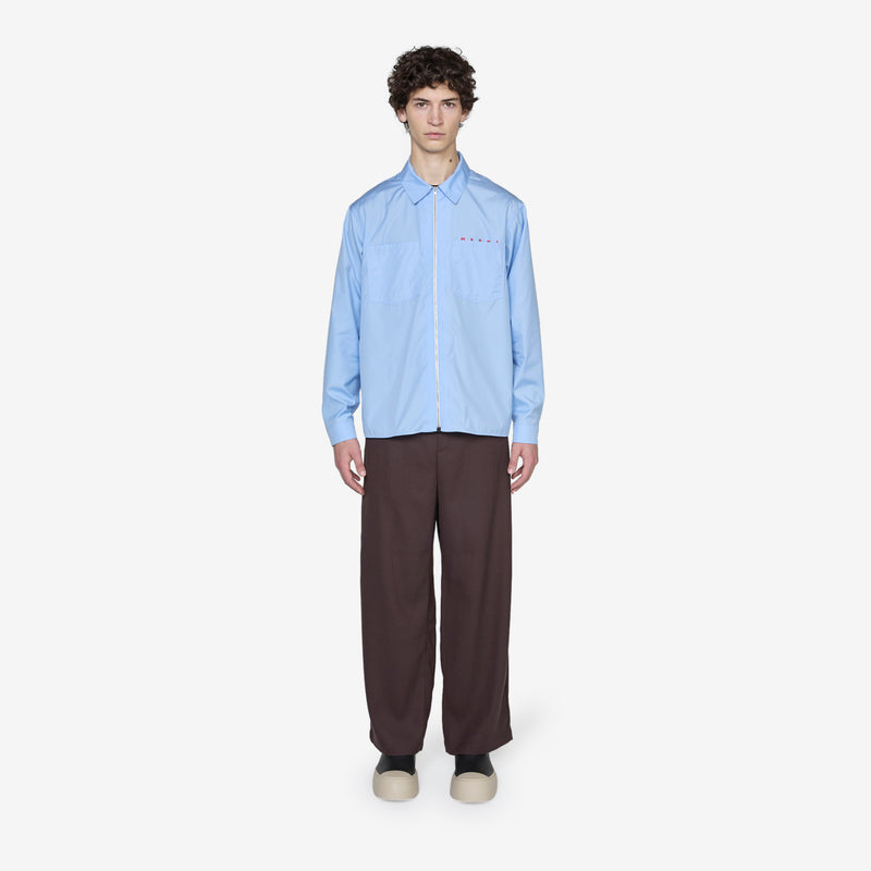 Hidden Logo Zip Shirt Iris Blue Shirts