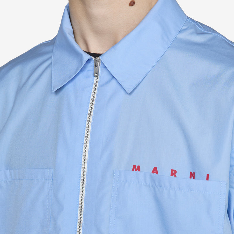 Hidden Logo Zip Shirt Iris Blue Shirts