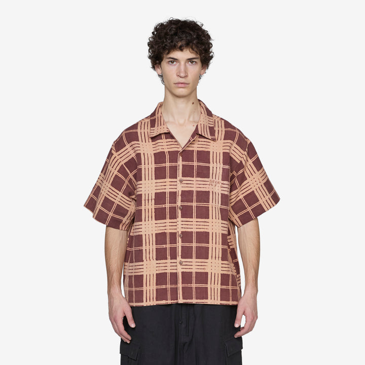 Greetings Shirt Brown Resist Check Front