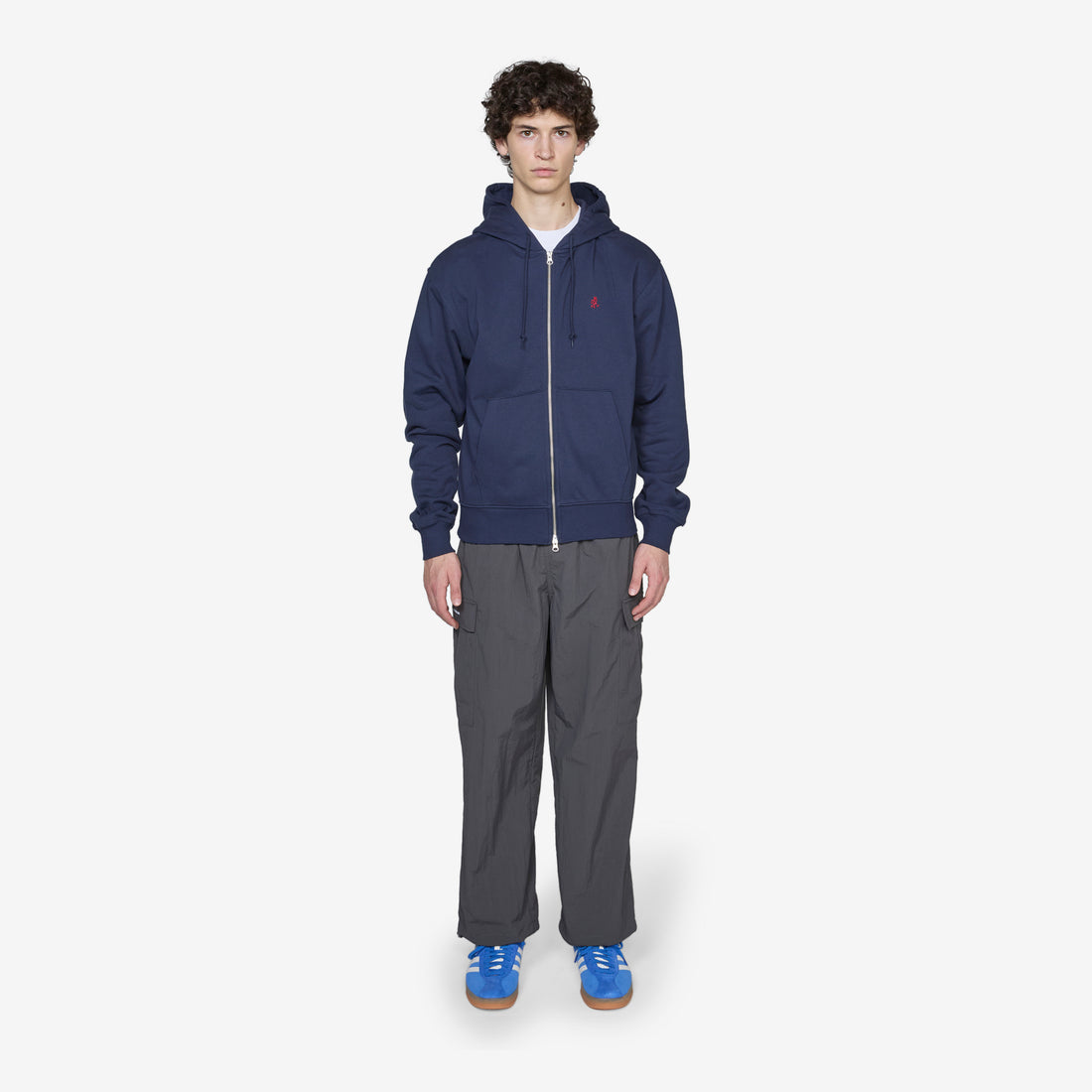 One Point Zip Hooded Sweatshirt Navy Jumpers