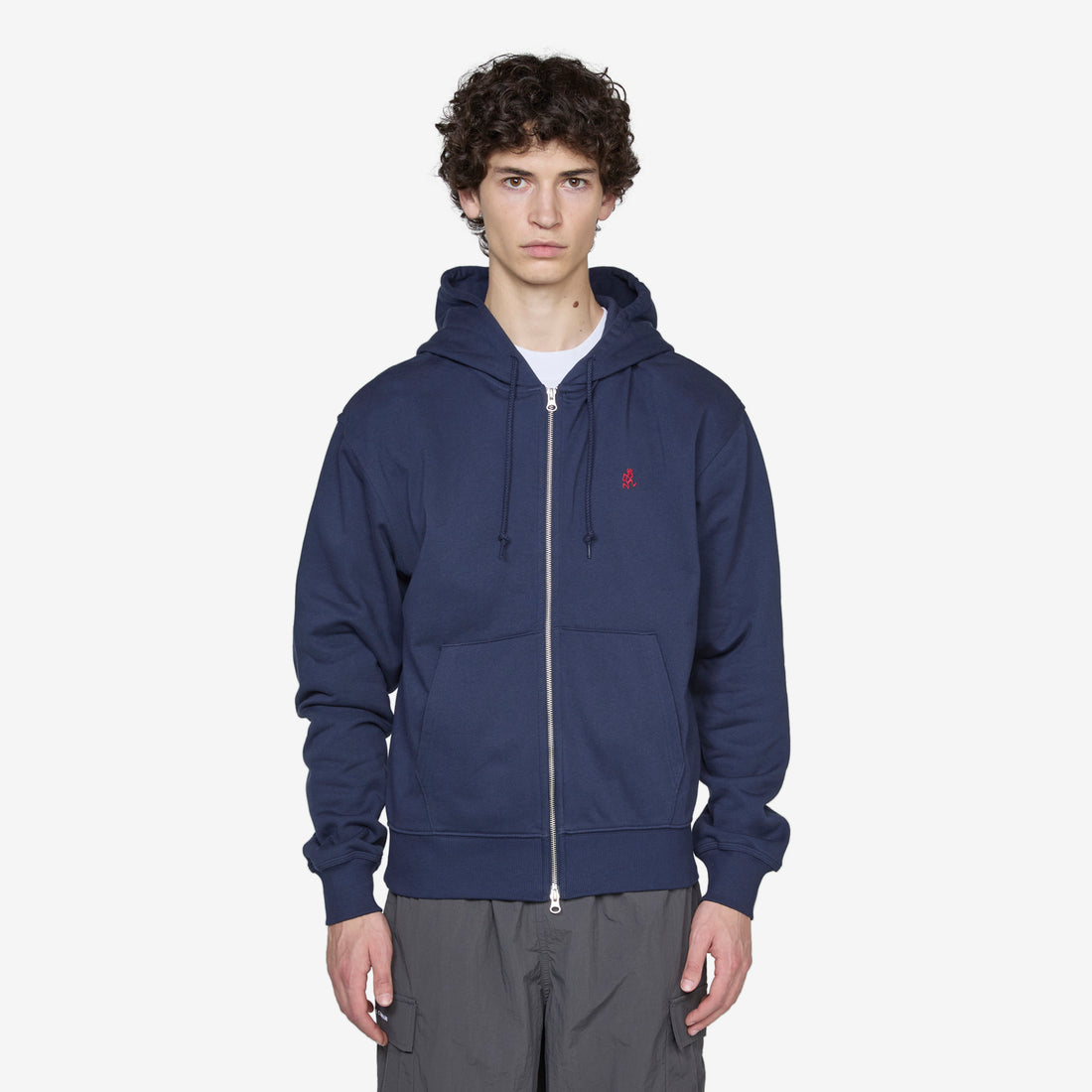 One Point Zip Hooded Sweatshirt Navy Jumpers