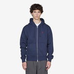 One Point Zip Hooded Sweatshirt Navy