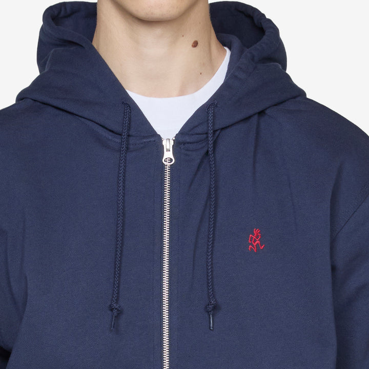 One Point Zip Hooded Sweatshirt Navy