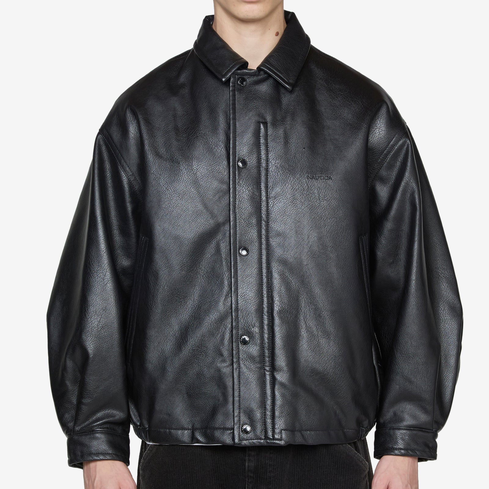 極美品 NAUTICA Vegan Leather Jacket 刺繍ロゴ XL NAUTICA Vegan Leather Jacket 皮外套尺寸M-XL 折扣售價$6080