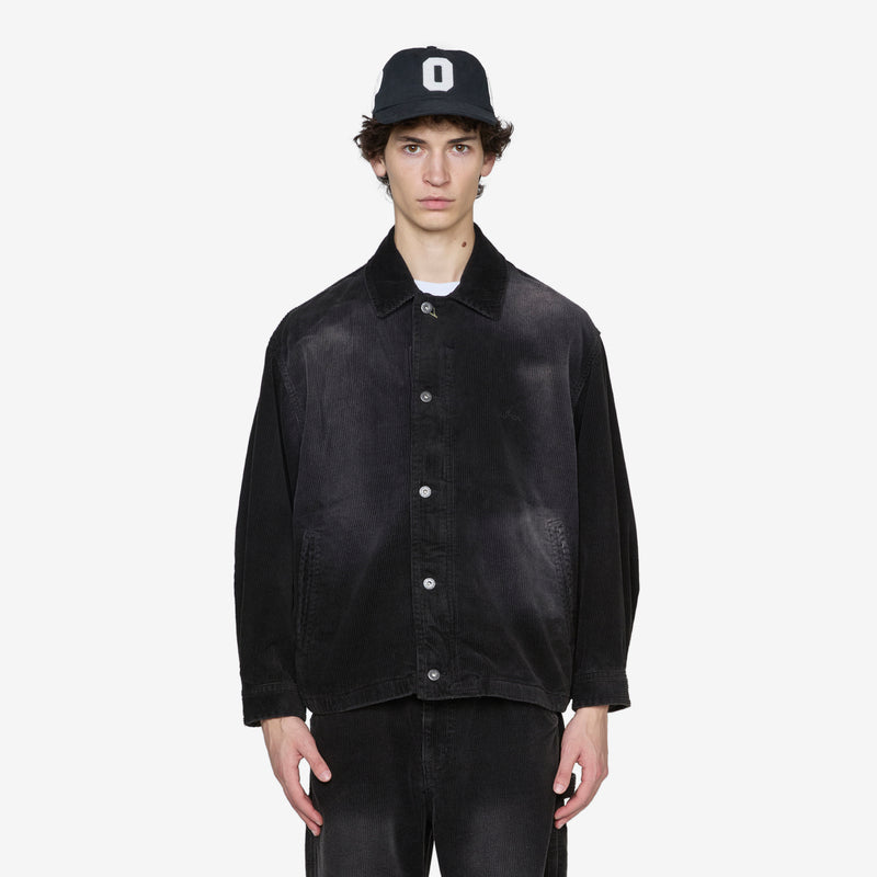 Fade Washed Corduroy Blouson Black Jackets