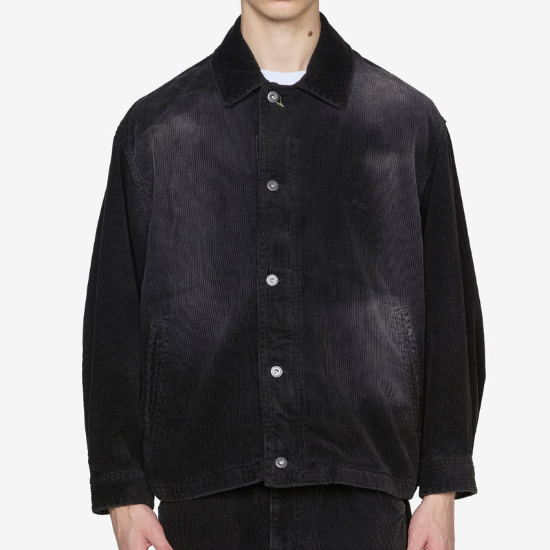 Fade Washed Corduroy Blouson Black Jackets
