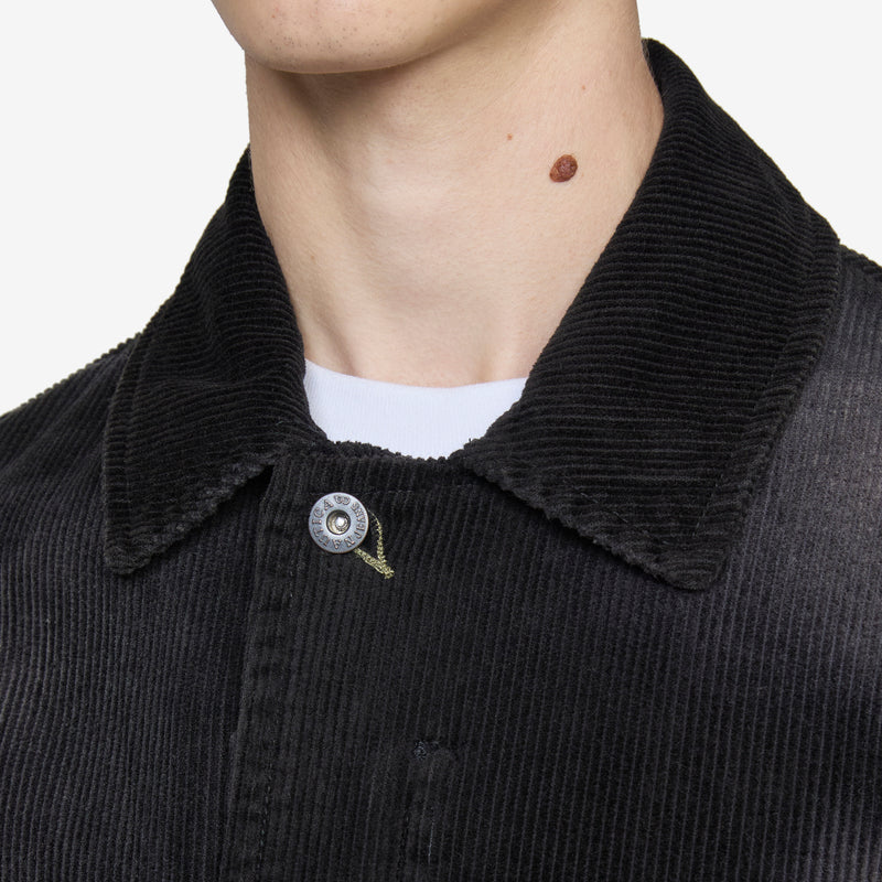 Fade Washed Corduroy Blouson Black Jackets