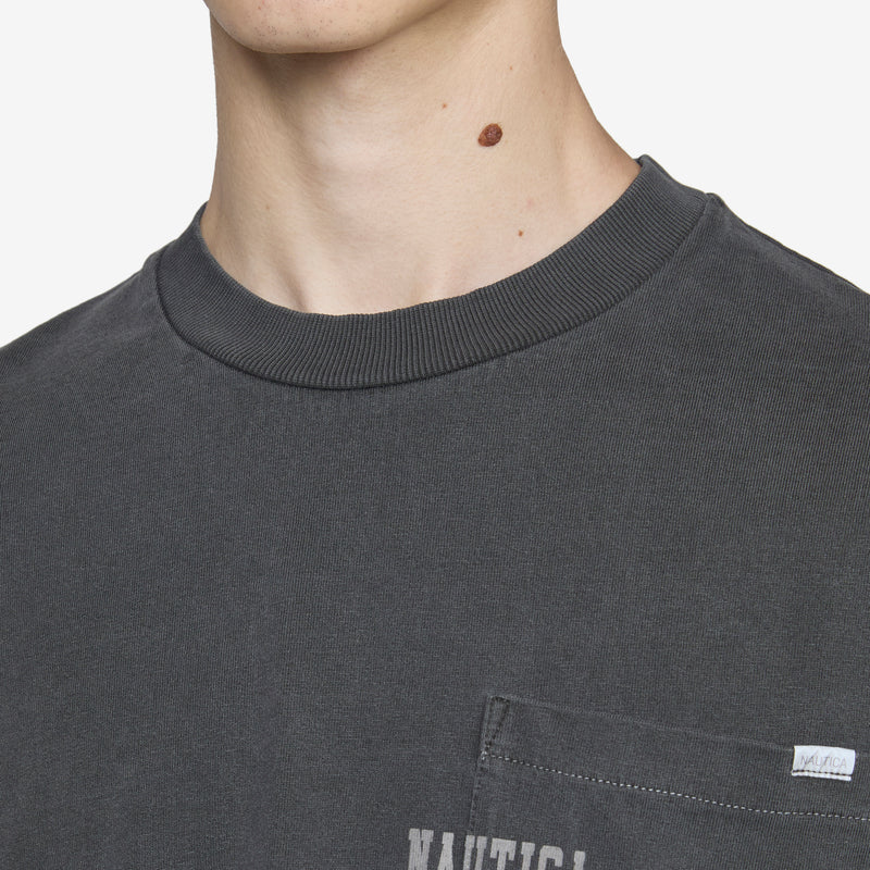 Pigment Dyed Hidden Logo Longsleeve T-Shirt Charcoal Tees
