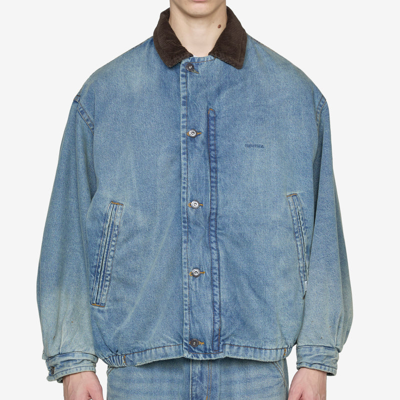 Washed Denim Padded Blouson Indigo Jackets