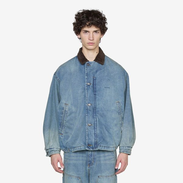 Washed Denim Padded Blouson Indigo Jackets