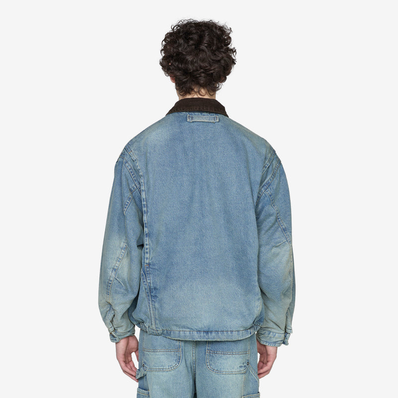 Washed Denim Padded Blouson Indigo Jackets